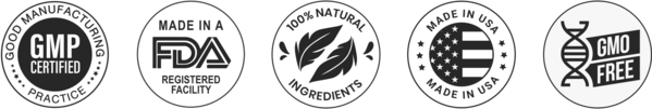 GMP Certified, Made in FDA Registered Facility, 100% Natural Ingredients, Made in USA, Non-GMO